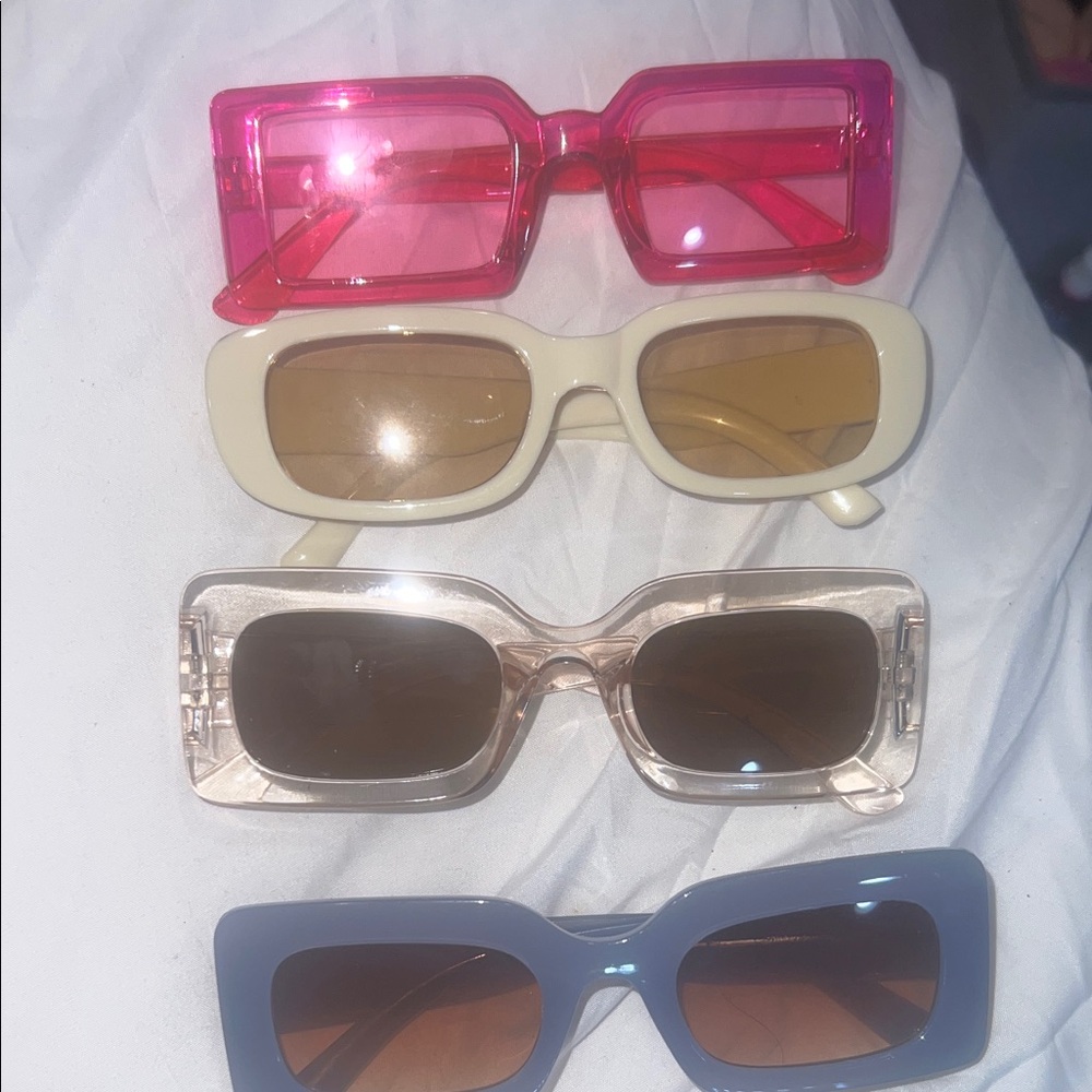 4 pair Stylish Women's Sunglasses Set - Pink, Cream, Tan, Gray